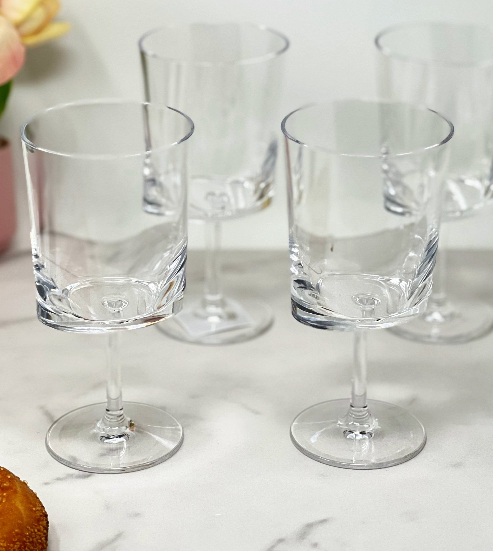 Set of Four Clear Acrylic Stemmed All Purpose Wine Glass