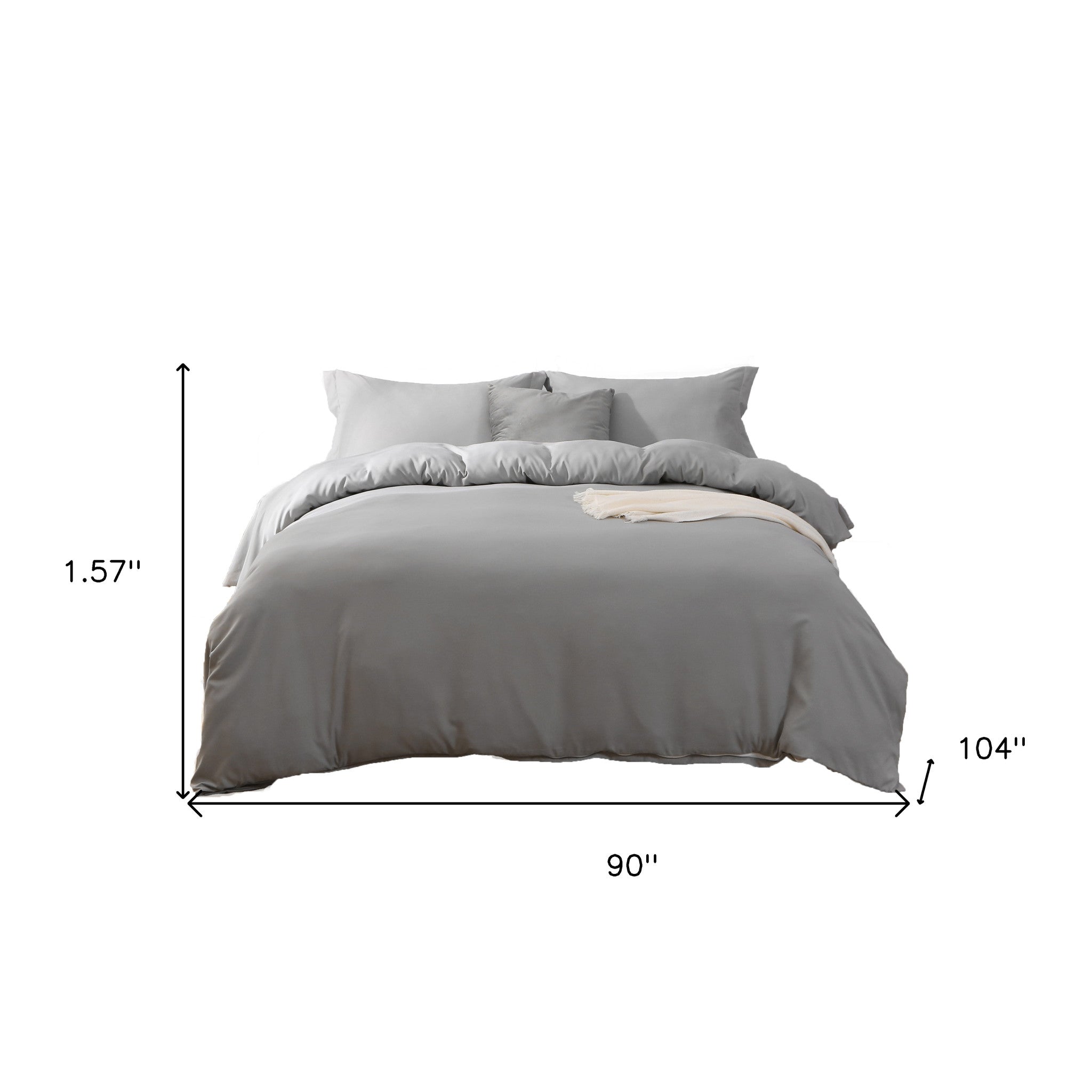 Light Gray King Microfiber 1400 Thread Count Machine Washable Duvet Cover Set