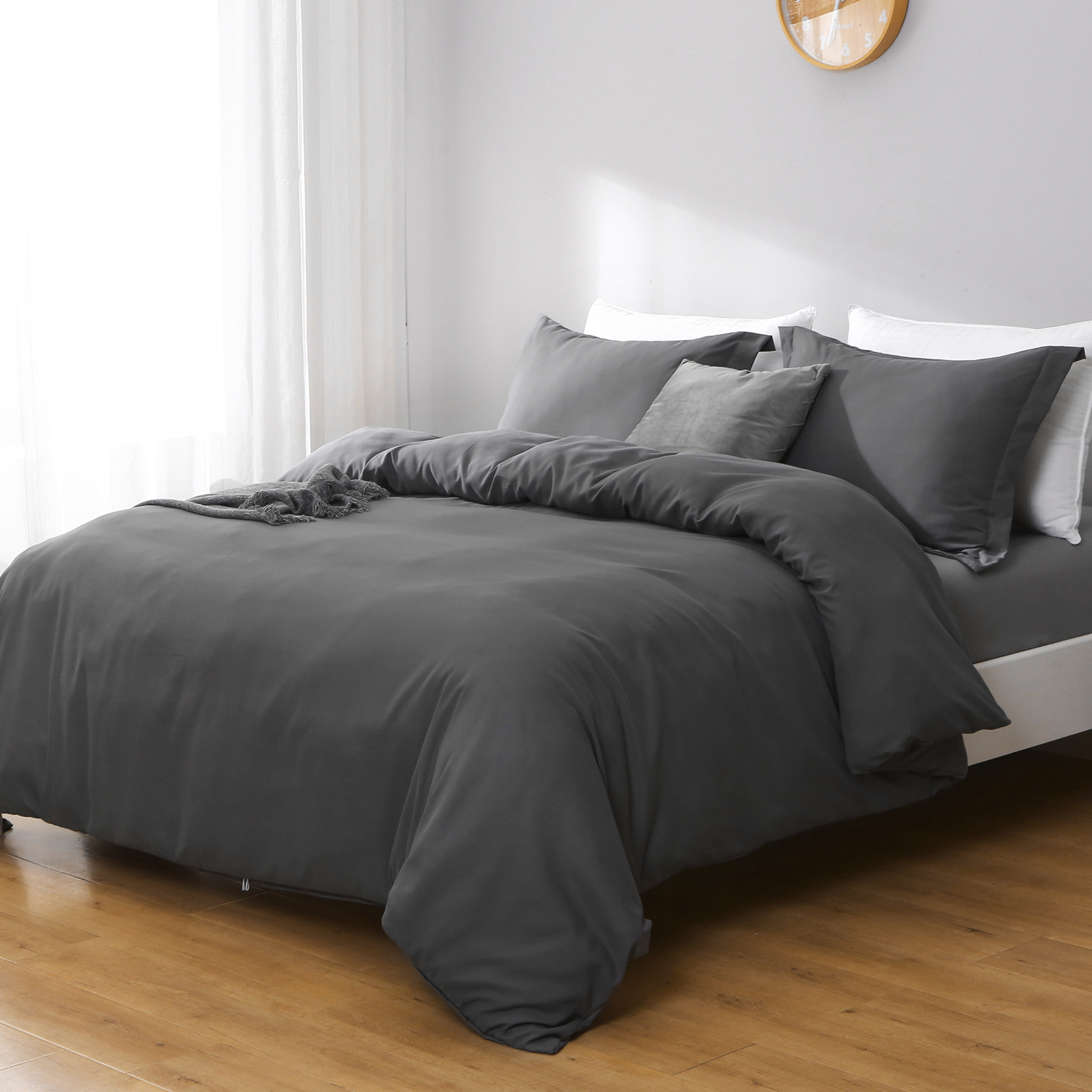 Dark Slate Gray King Microfiber 1400 Thread Count Machine Washable Duvet Cover Set