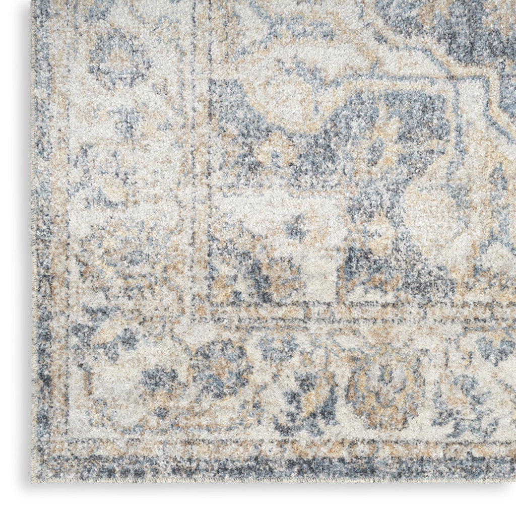 10' Gray Oriental Power Loom Washable Runner Rug