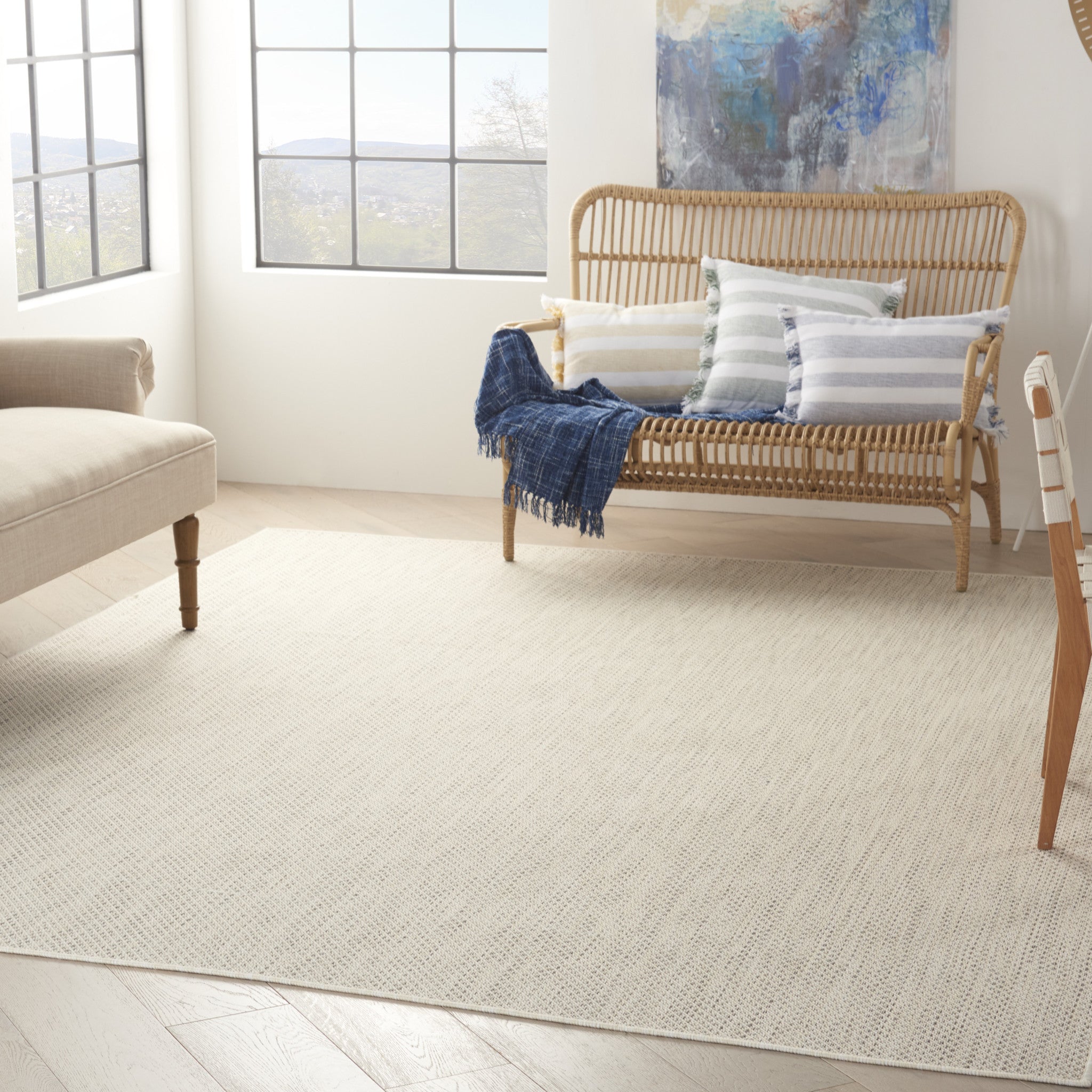 9' x 12' Cream Geometric Power Loom Area Rug