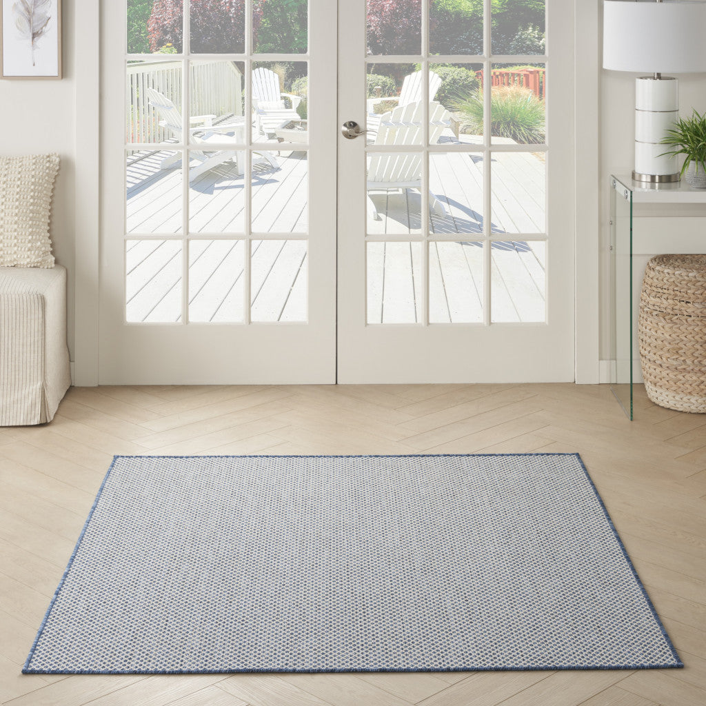 5' Bone Square Geometric Power Loom Area Rug