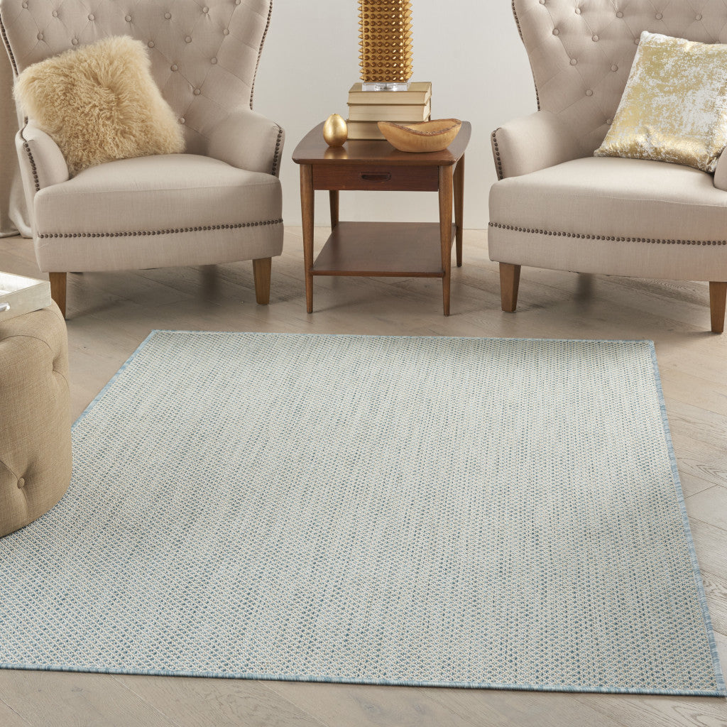 6' X 9' Aqua Geometric Power Loom Area Rug