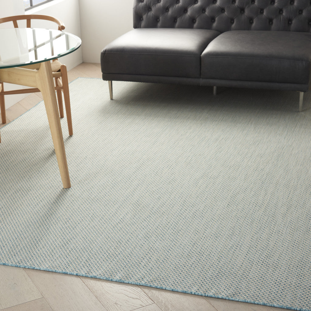 8' X 10' Aqua Geometric Power Loom Area Rug