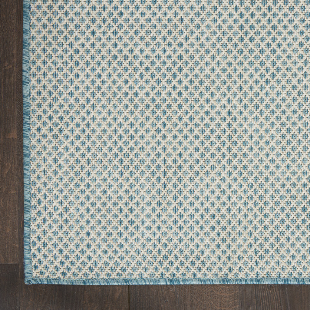 5' X 7' Aqua Geometric Power Loom Area Rug