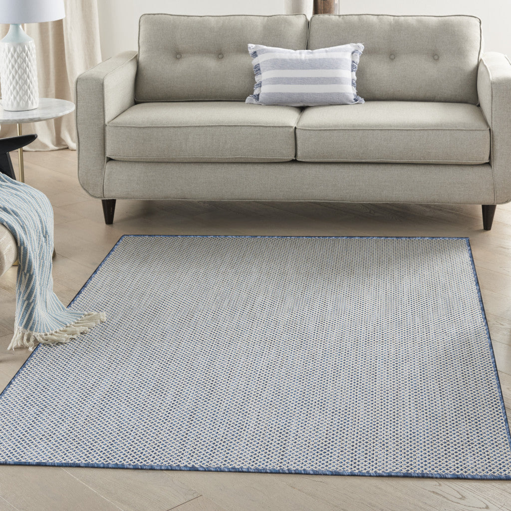 4' X 6' Blue Geometric Power Loom Area Rug