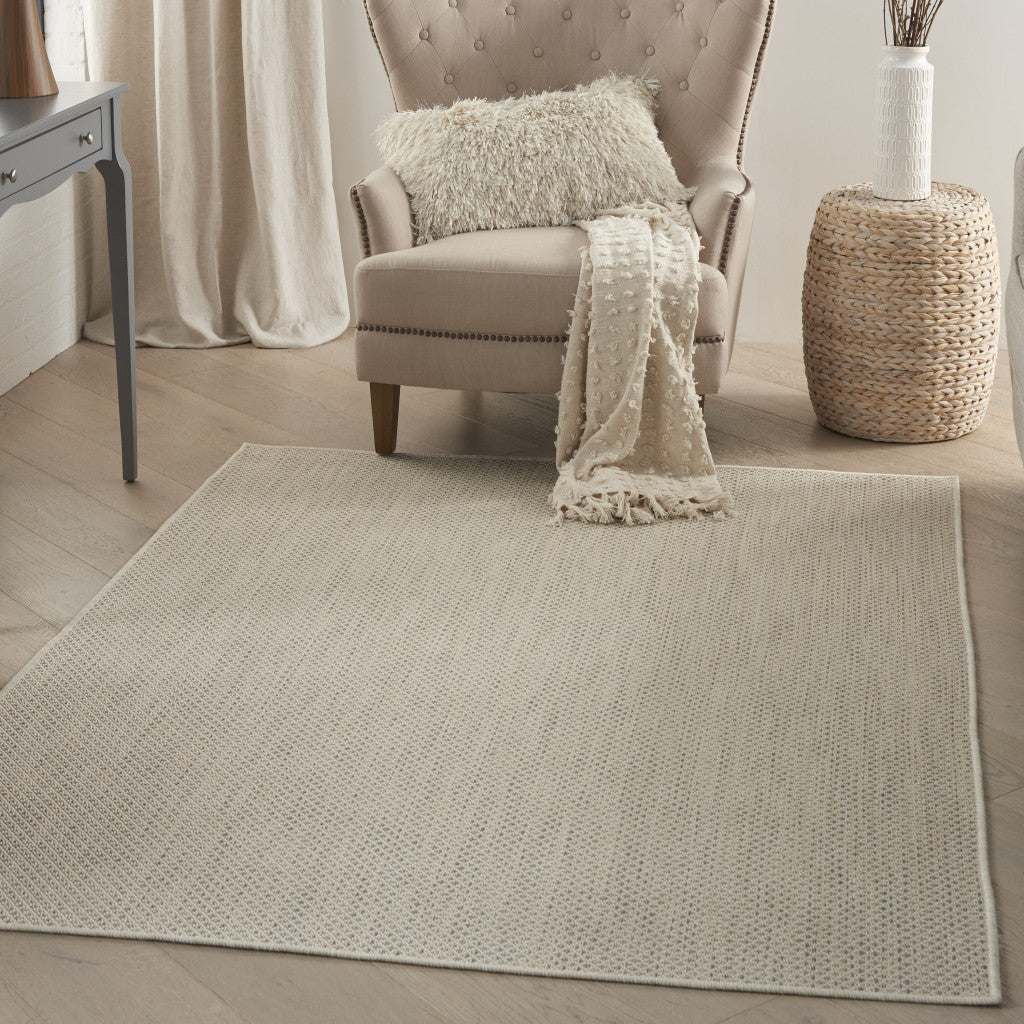 6' x 9' Ivory Geometric Power Loom Area Rug