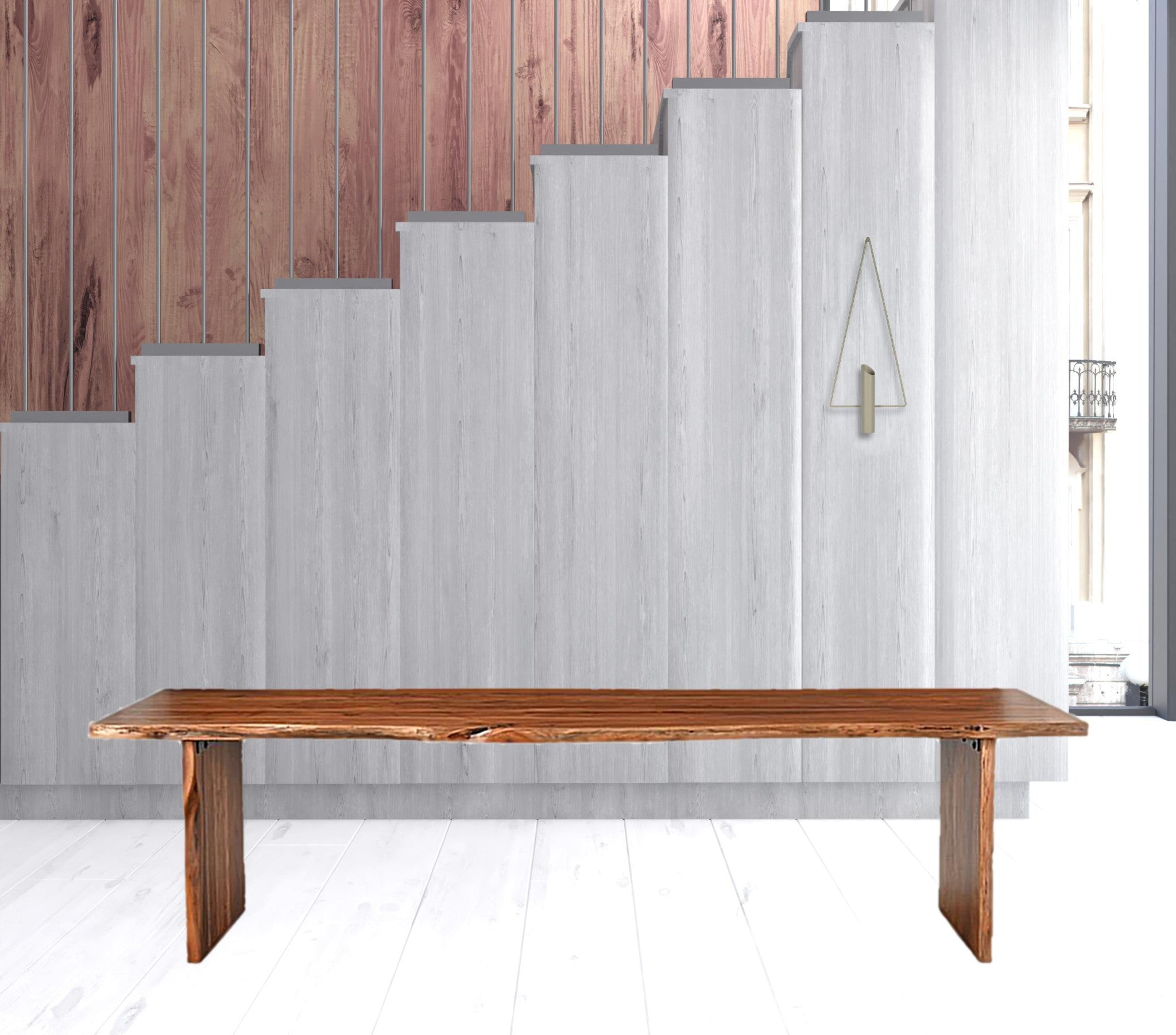 73" Brown Solid Wood Dining bench