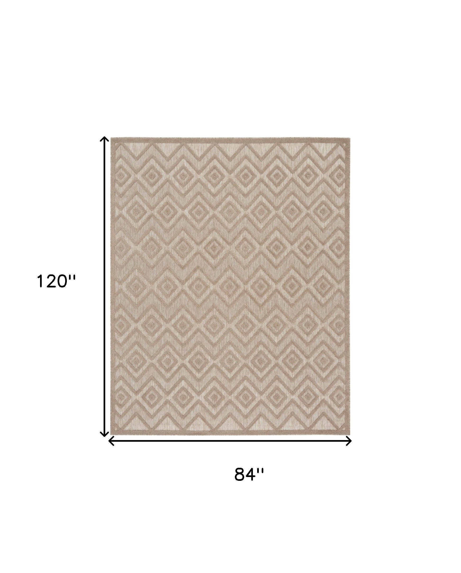 7' X 10' Beige Geometric Flatweave Area Rug