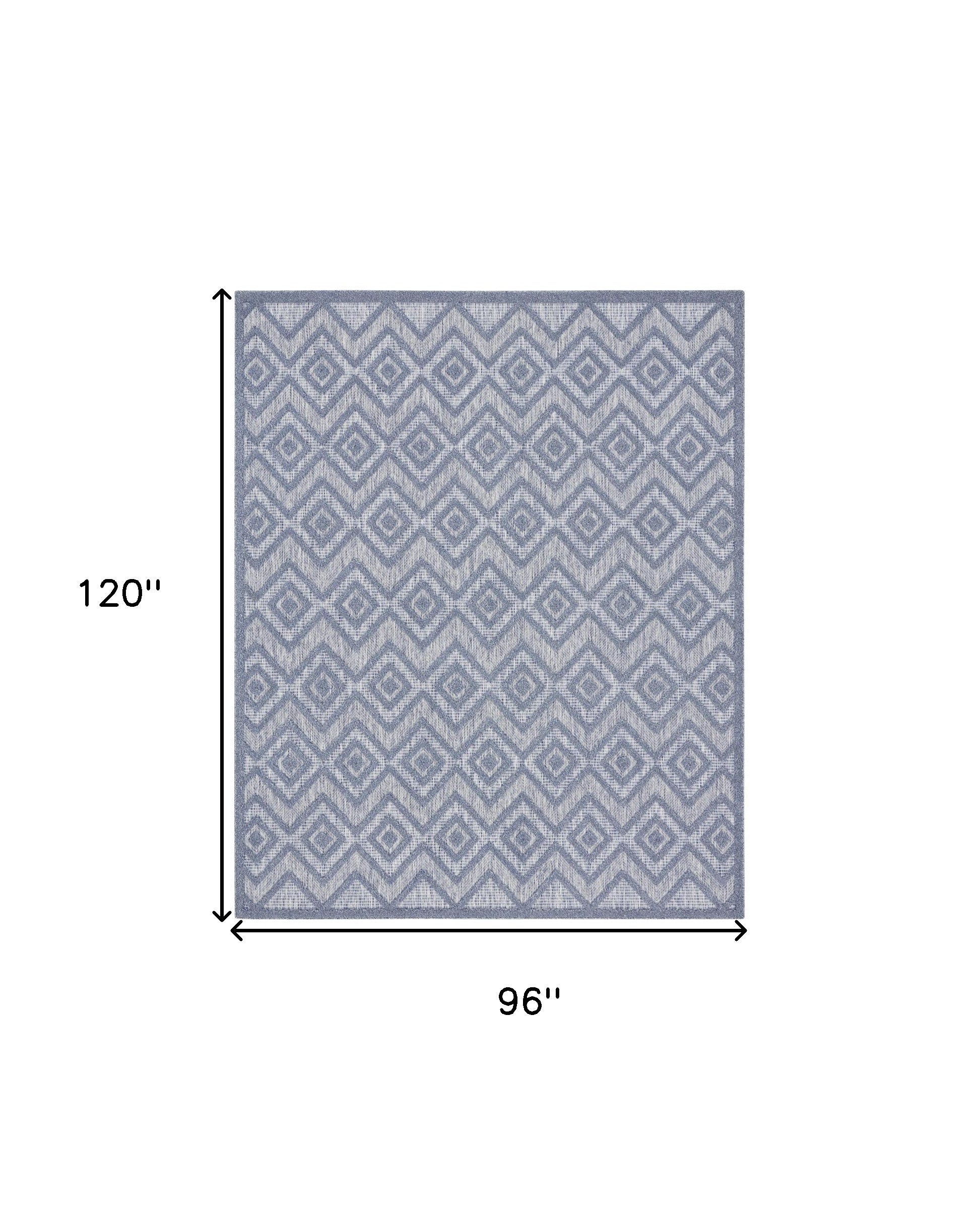 8' X 10' Blue Geometric Flatweave Area Rug