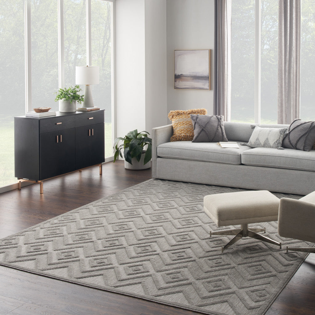 8' X 10' Gray Geometric Flatweave Area Rug