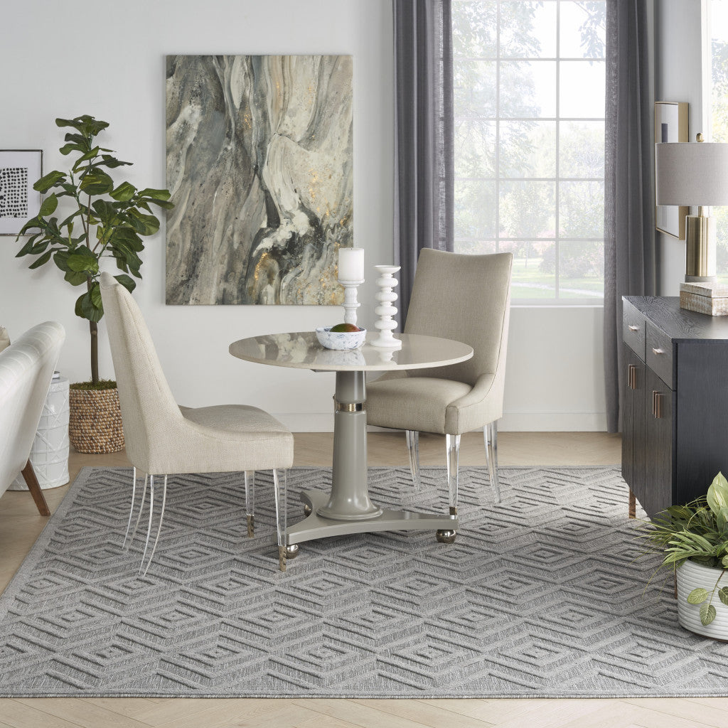 8' X 10' Gray Geometric Flatweave Area Rug