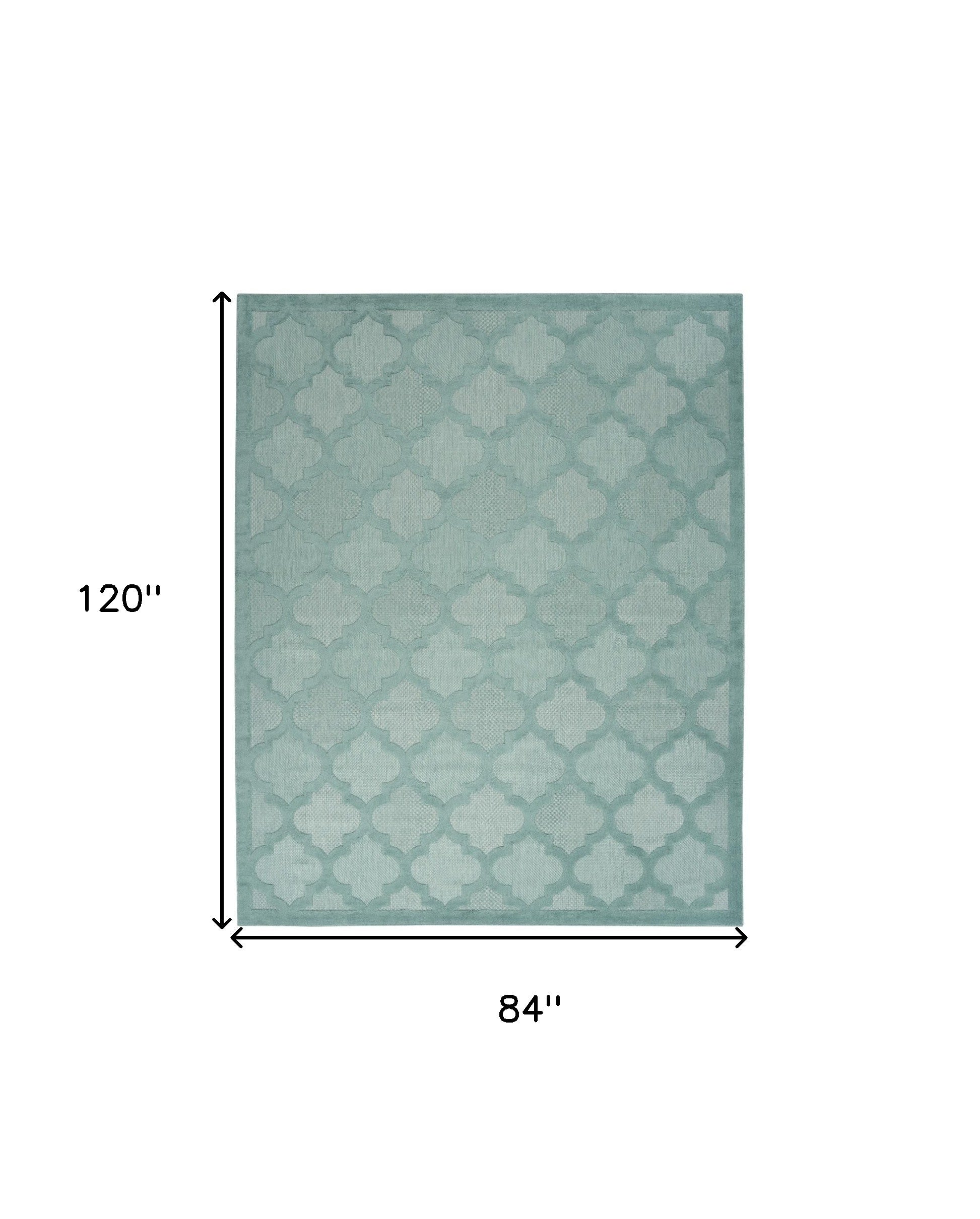 7' X 10' Aqua Geometric Flatweave Area Rug