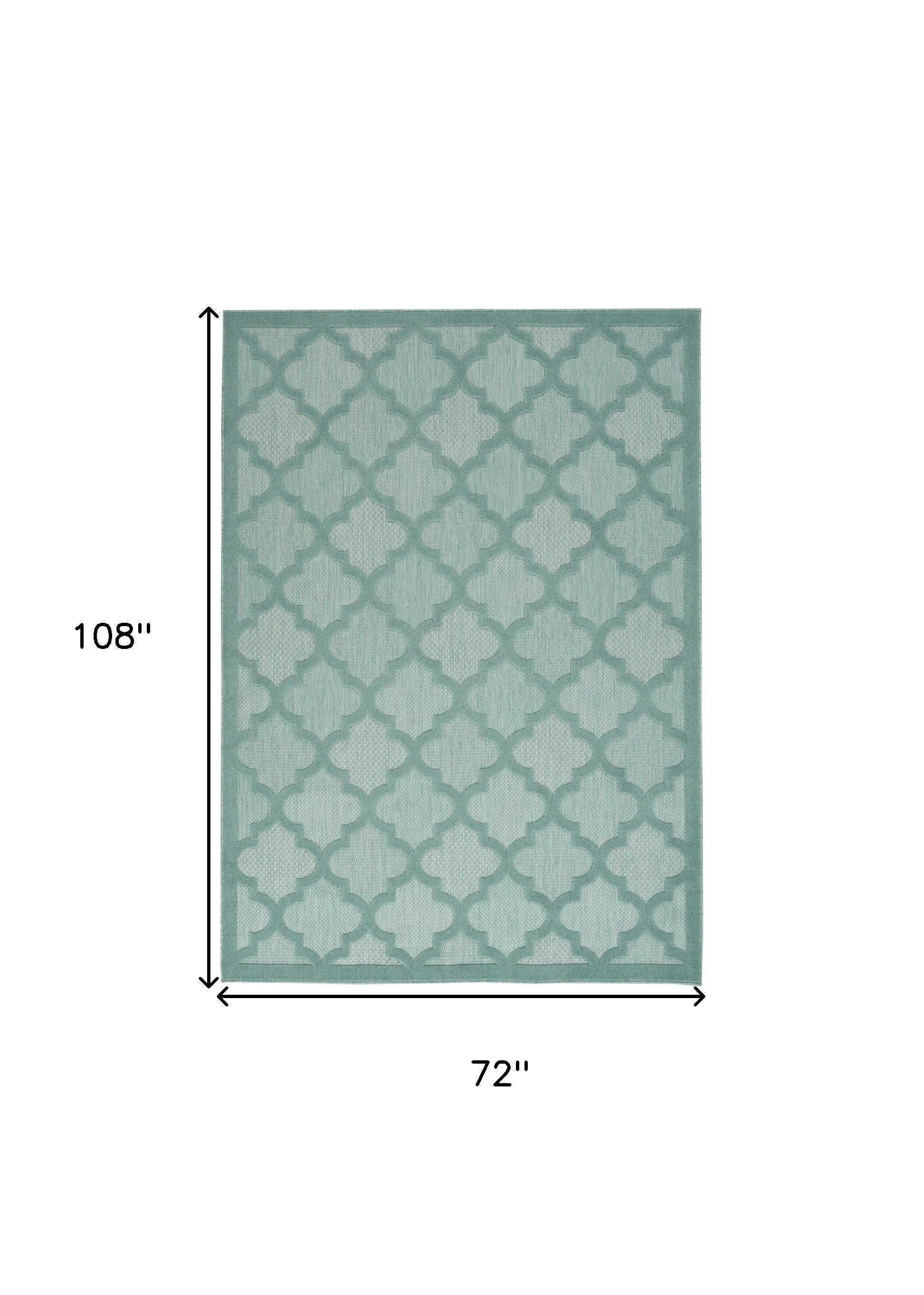 6' X 9' Aqua Geometric Flatweave Area Rug