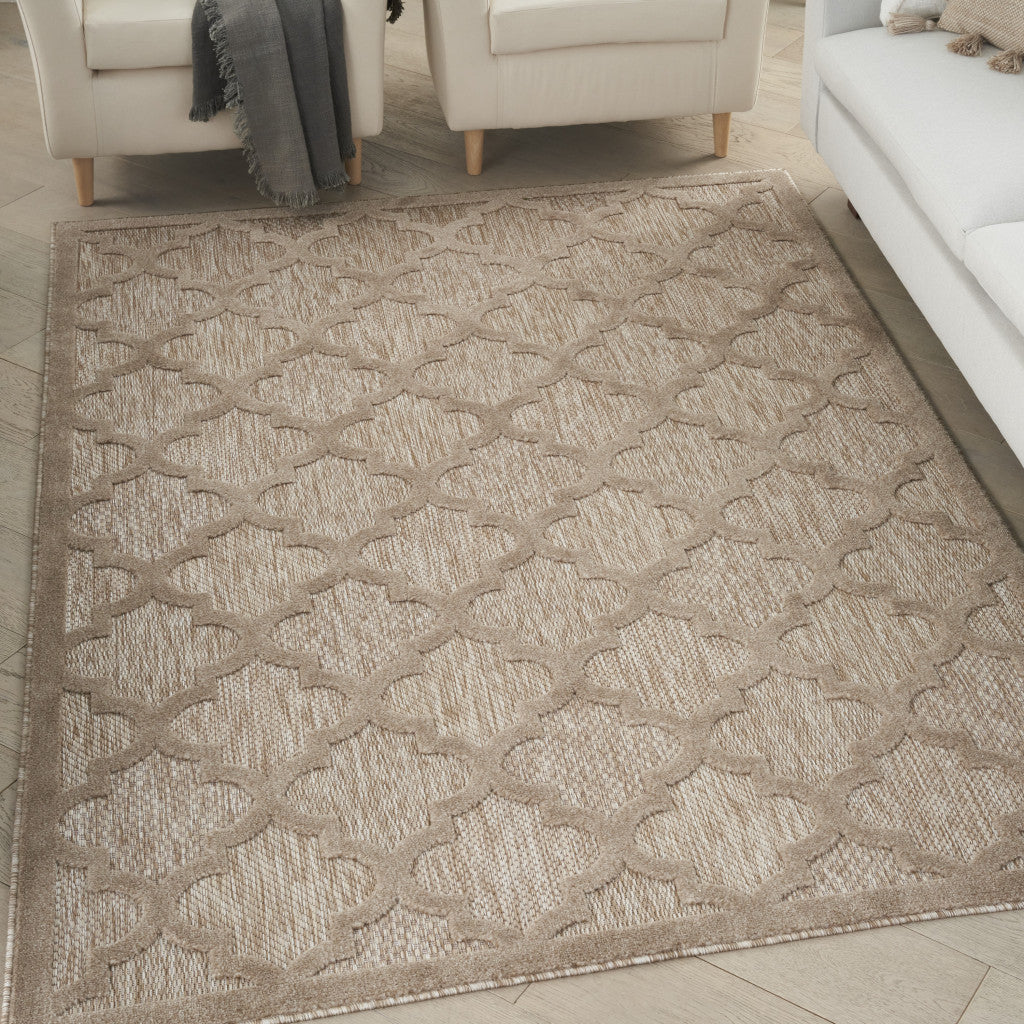 6' X 9' Beige Geometric Flatweave Area Rug