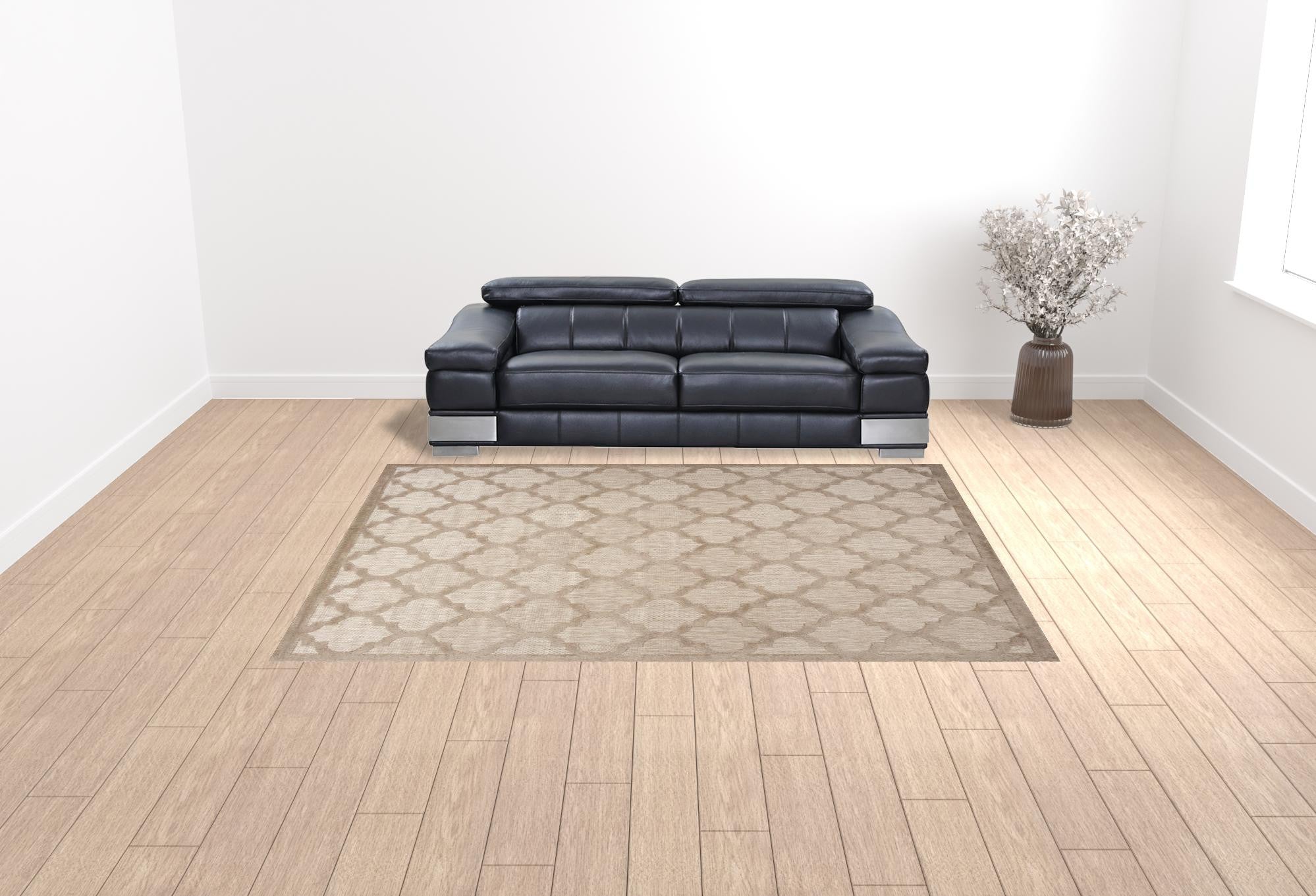 9' x 12' Beige Geometric Flatweave Area Rug