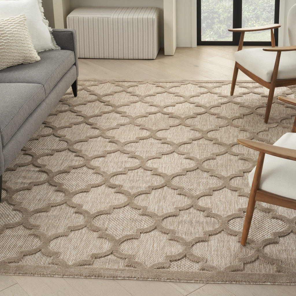 9' x 12' Beige Geometric Flatweave Area Rug