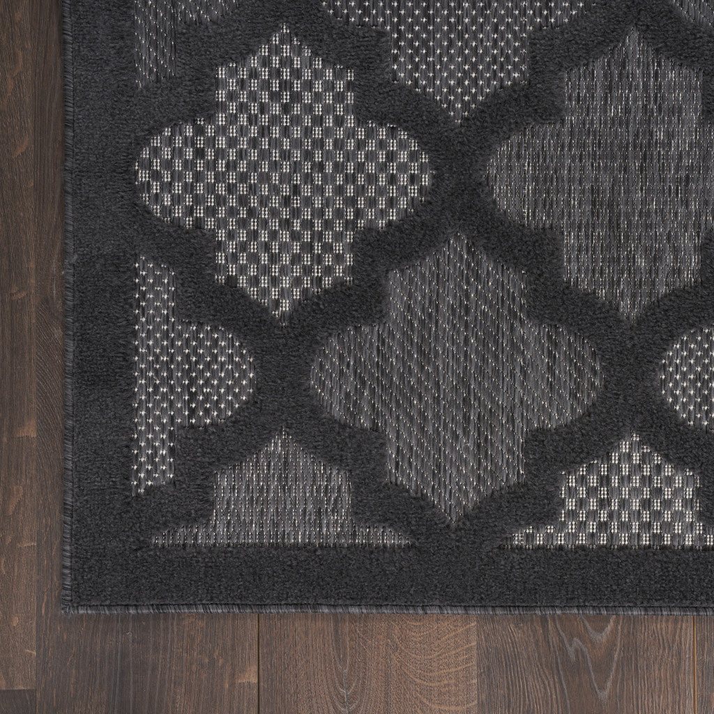 8' X 10' Black Geometric Flatweave Area Rug