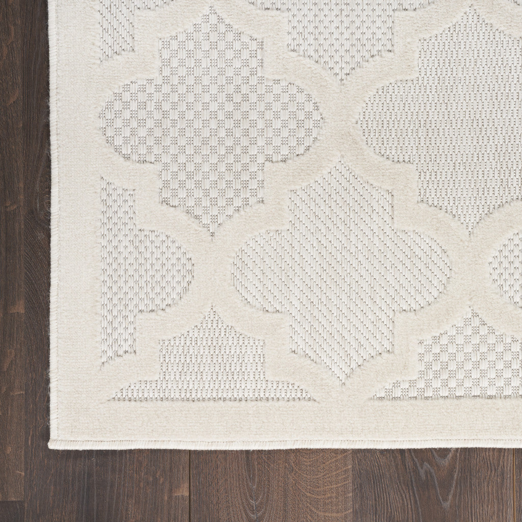 9' x 12' Cream Geometric Flatweave Area Rug