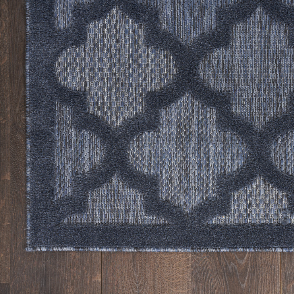 6' X 9' Navy Blue Geometric Flatweave Area Rug