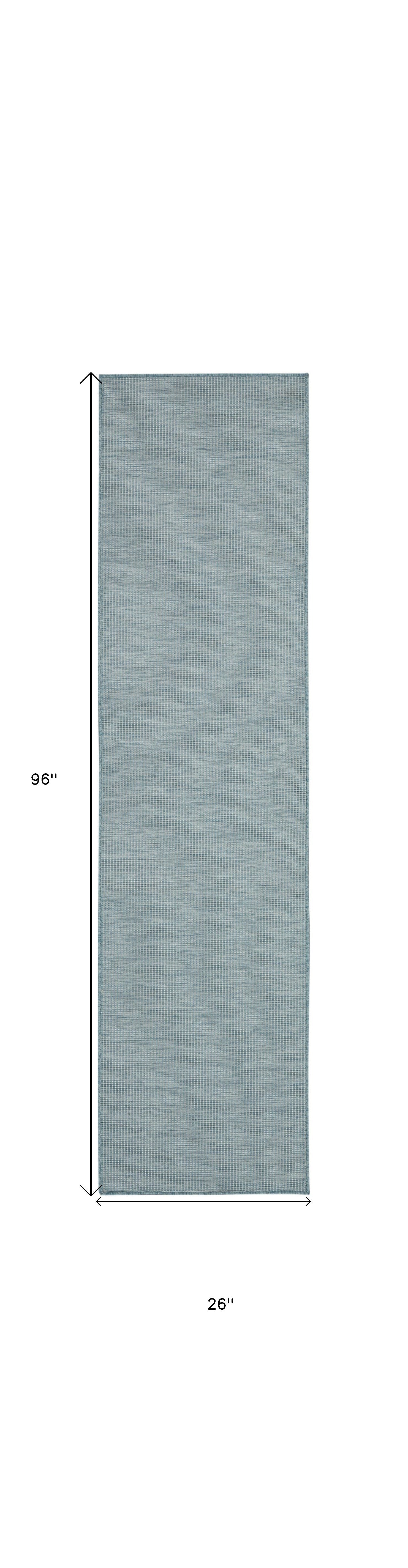 8' Aqua Power Loom Runner Rug