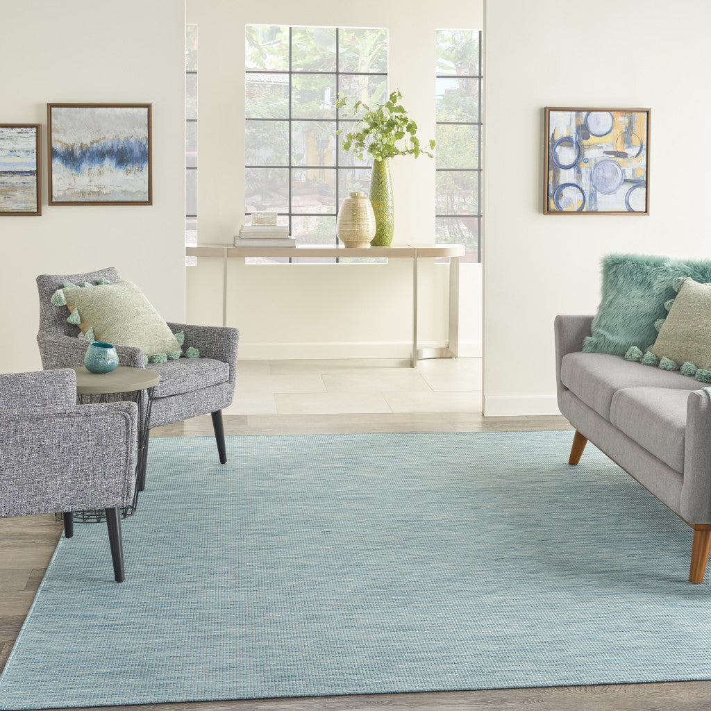 7' X 10' Aqua Power Loom Area Rug