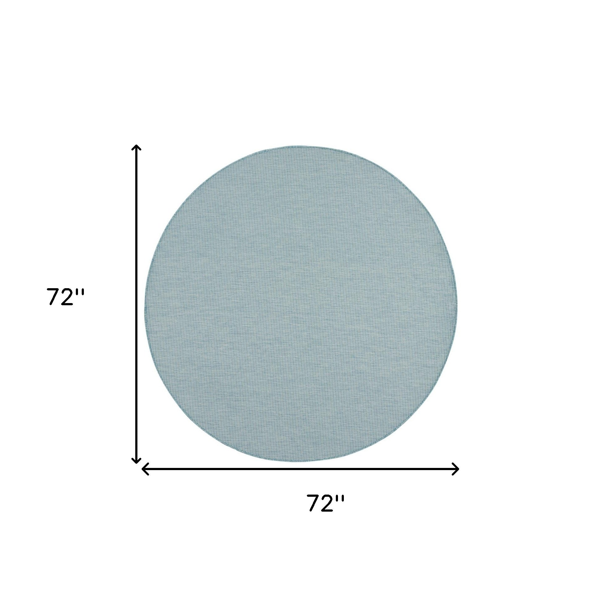 6' Aqua Round Power Loom Area Rug