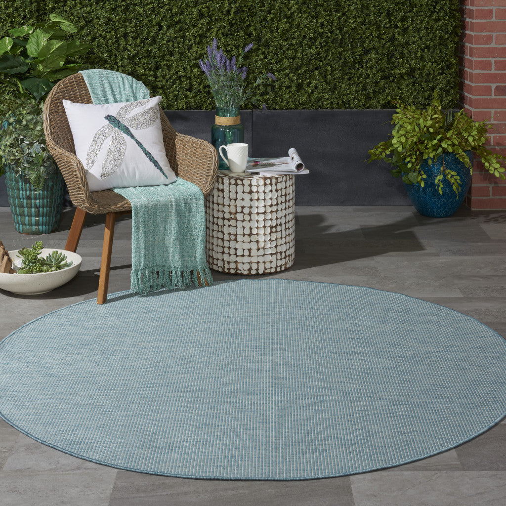 6' Aqua Round Power Loom Area Rug