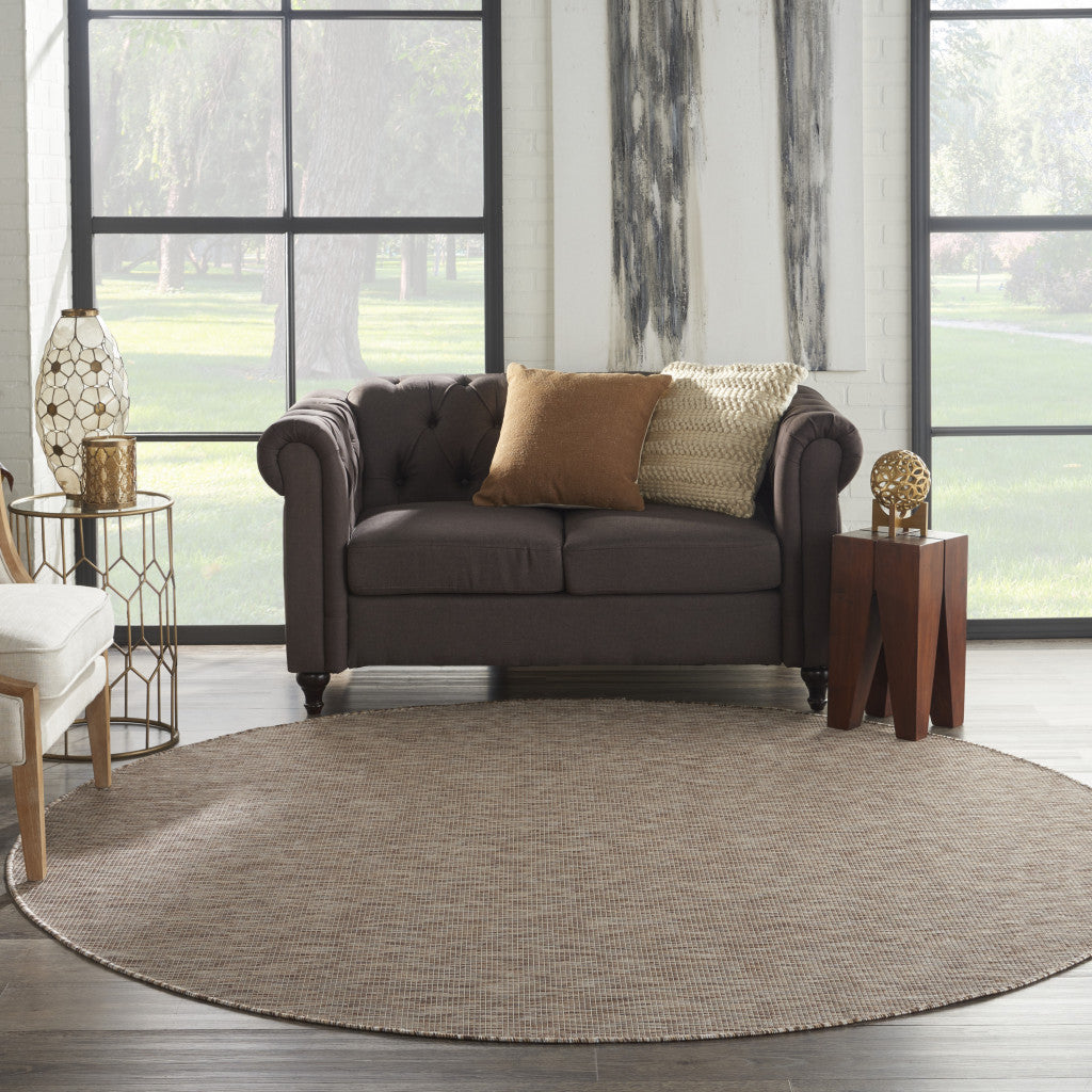 8' Beige Round Power Loom Area Rug