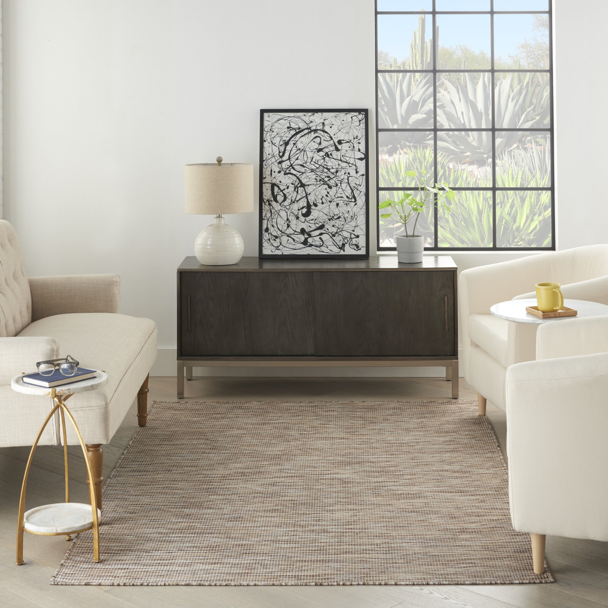 4' X 6' Beige Power Loom Area Rug