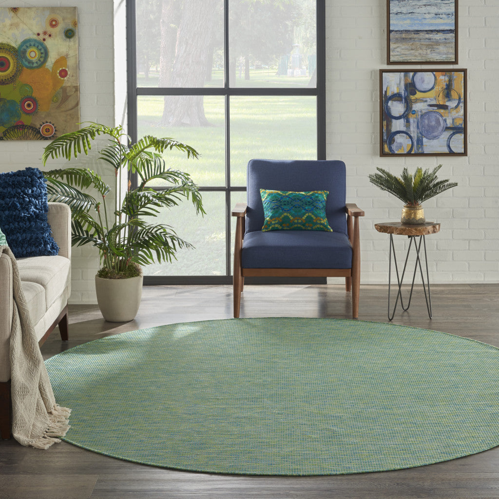 8' Blue Round Power Loom Area Rug