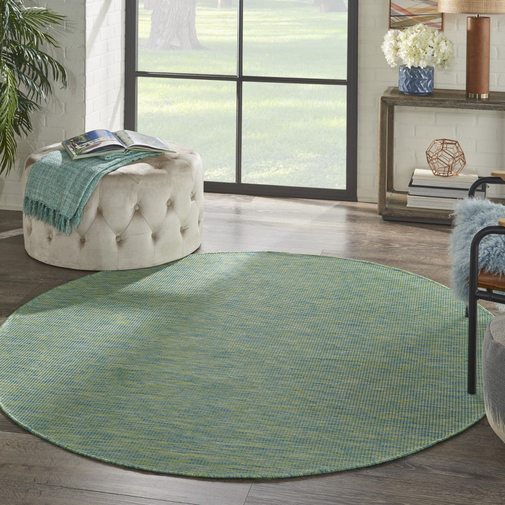 6' Blue Round Power Loom Area Rug