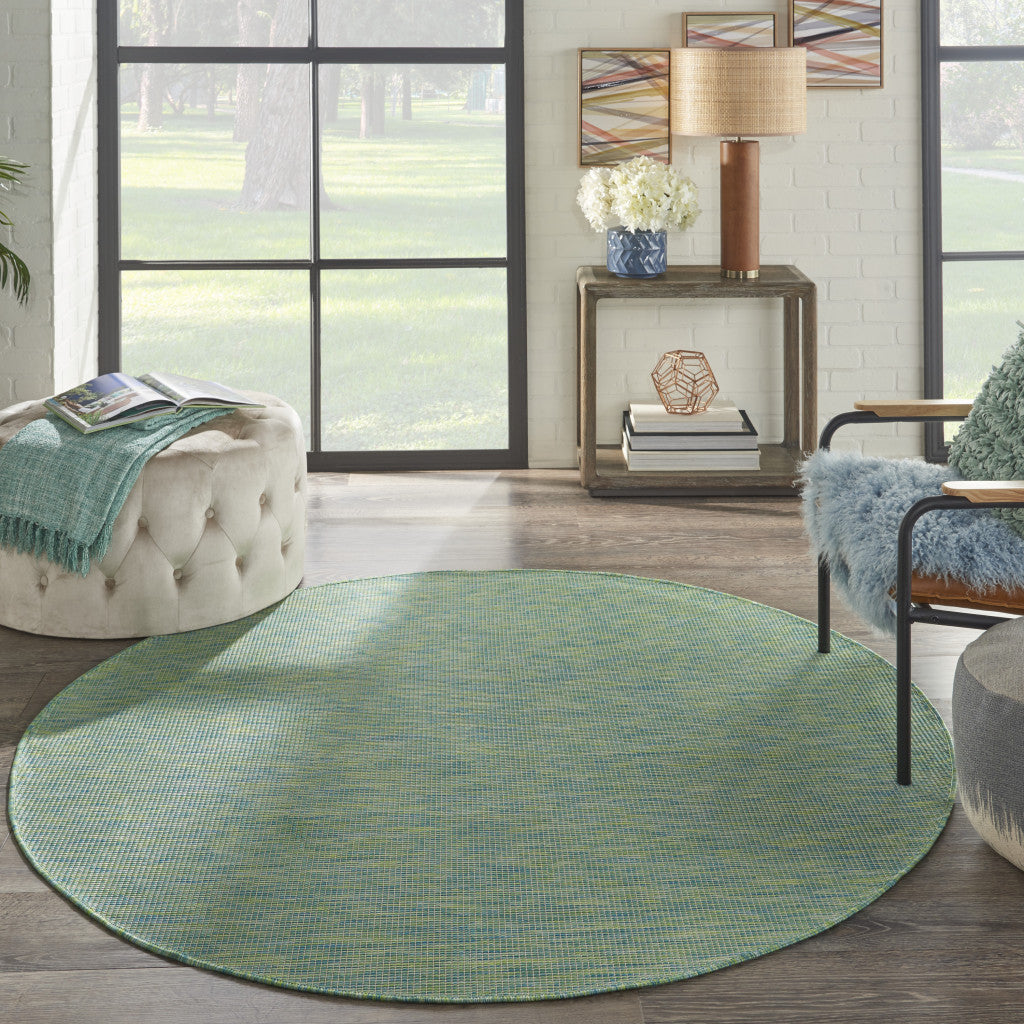 6' Blue Round Power Loom Area Rug