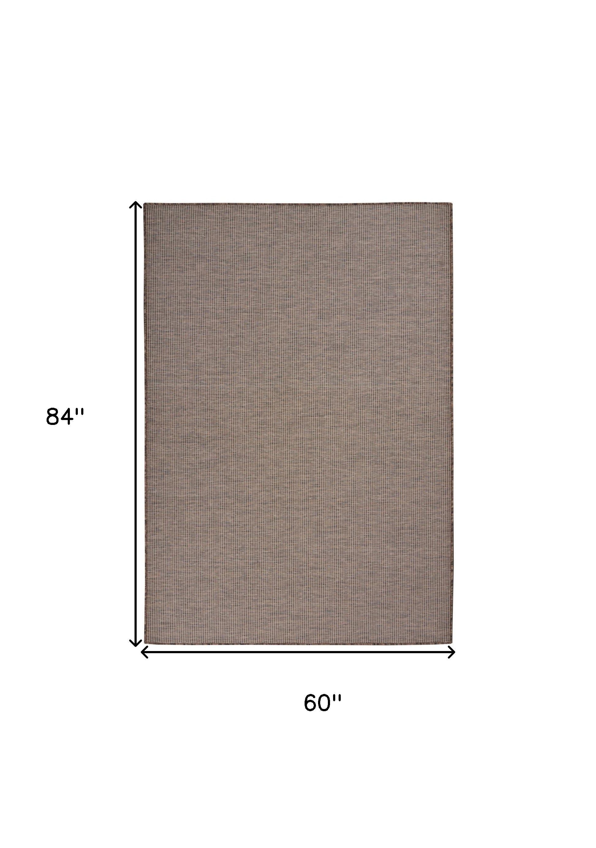 5' X 7' Brown Power Loom Area Rug