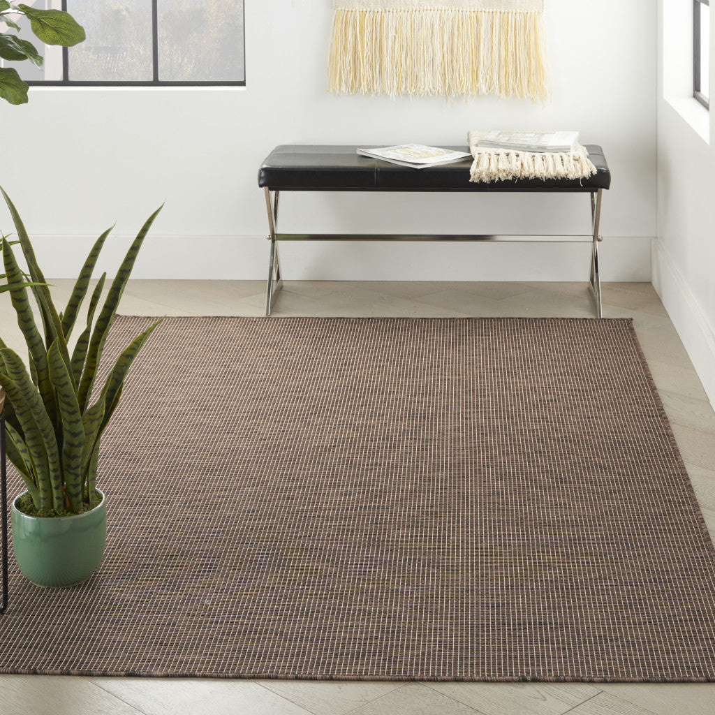 5' X 7' Brown Power Loom Area Rug