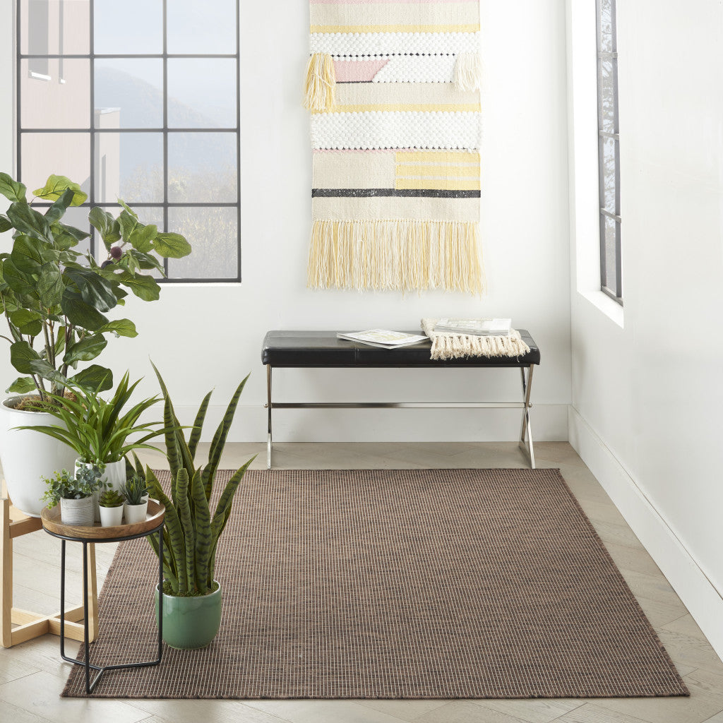 4' X 6' Brown Power Loom Area Rug