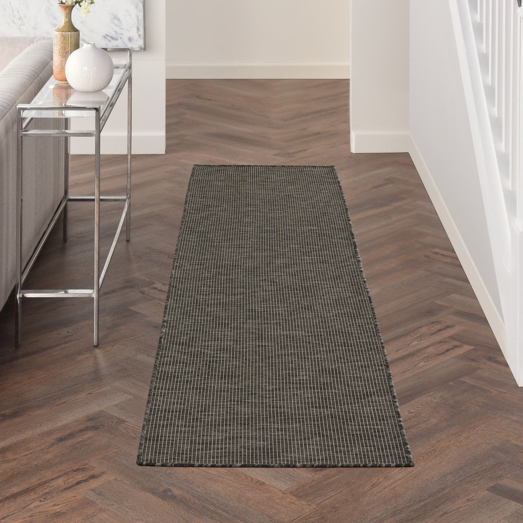 8' Charcoal Power Loom Runner Rug