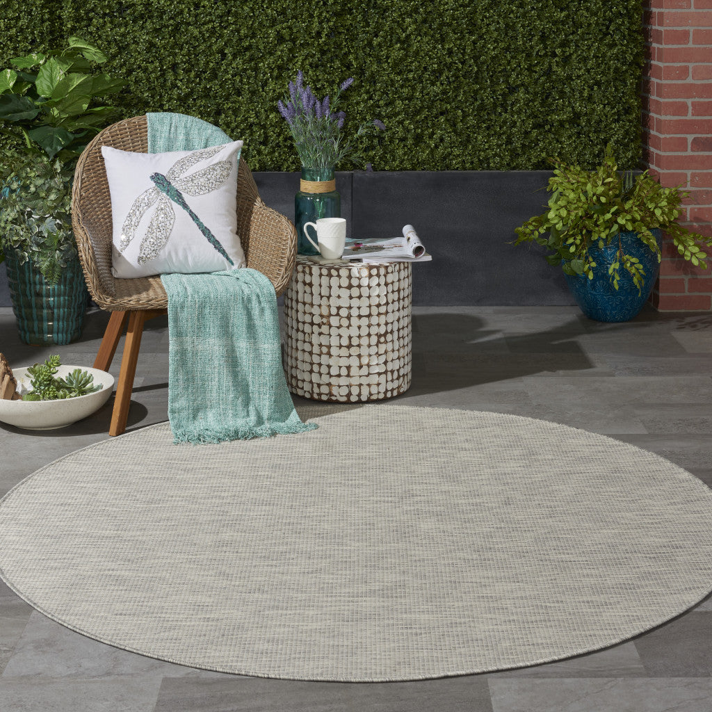 6' Gray Round Power Loom Area Rug