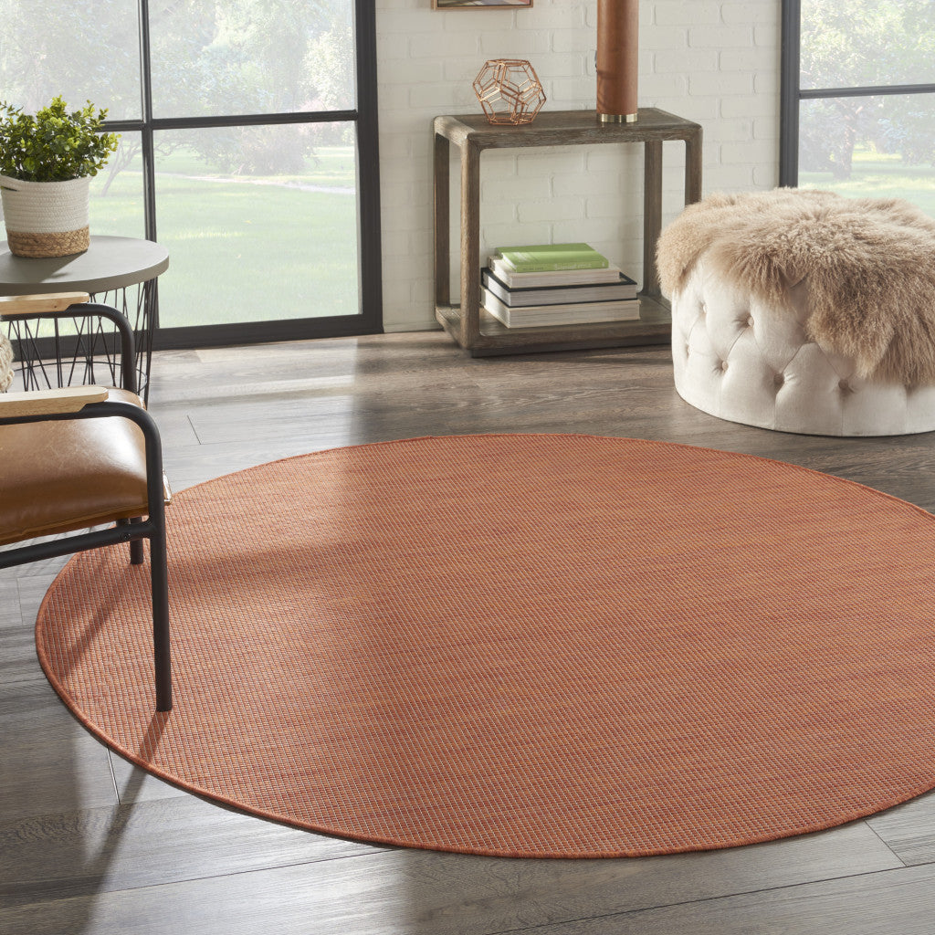 6' Rust Round Power Loom Area Rug