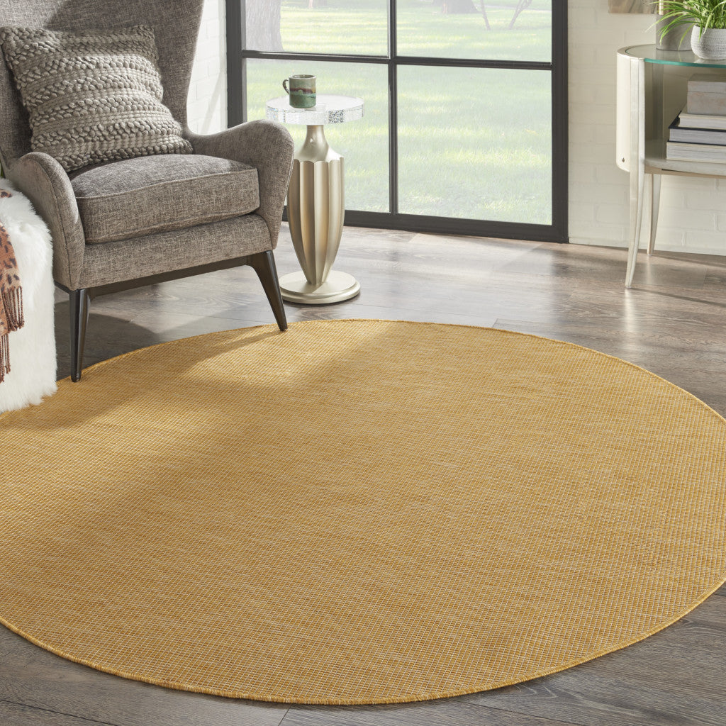 6' Yellow Round Power Loom Area Rug