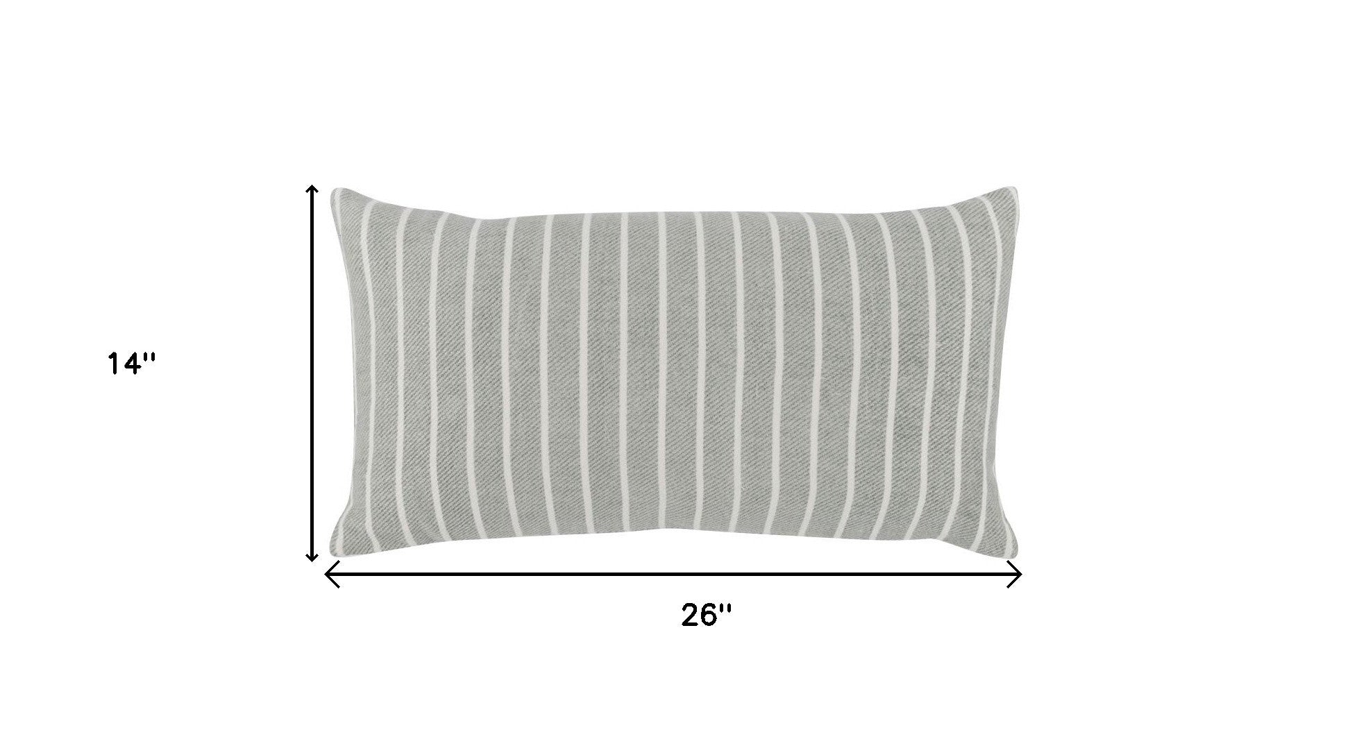 14" X 26" Gray Linen Zippered Pillow