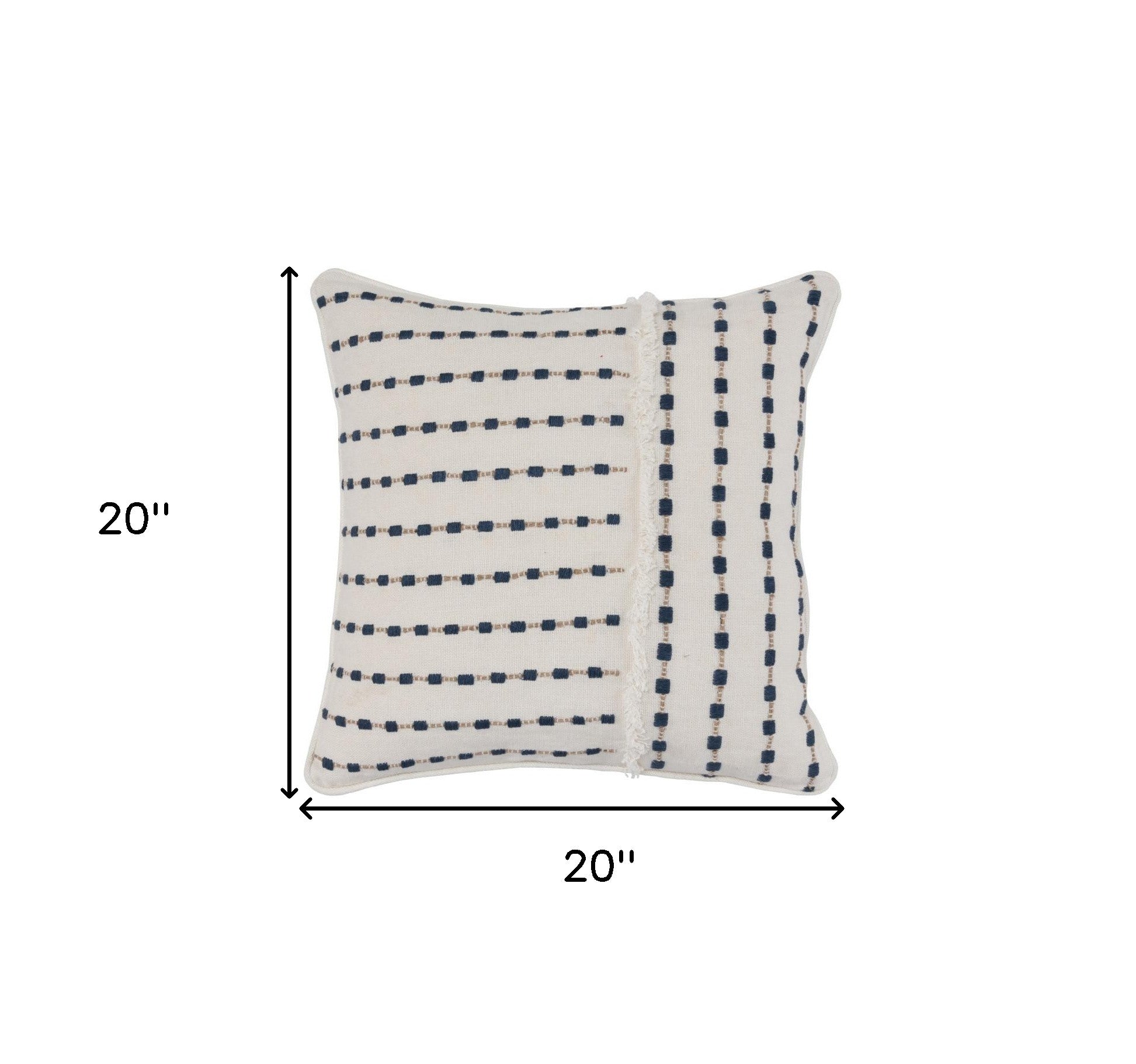 20" X 20" Blue Linen Geometric Zippered Pillow