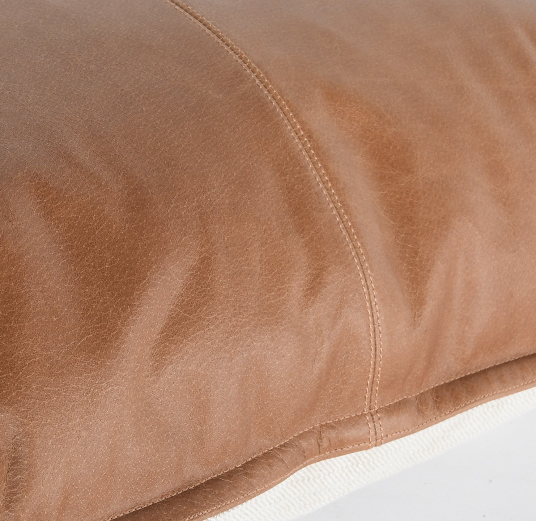 14" X 26" Brown Leather Zippered Pillow