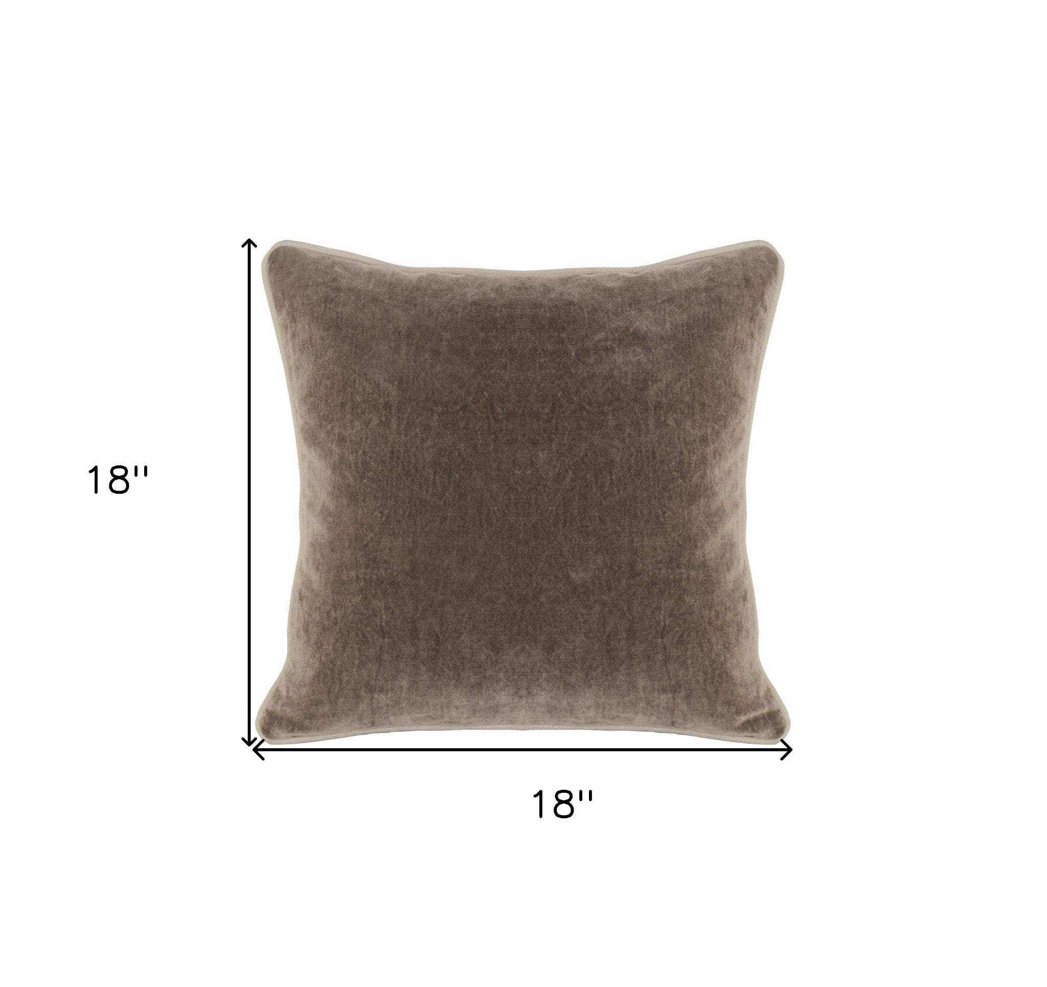 18" X 18" Brown 100% Cotton Zippered Pillow