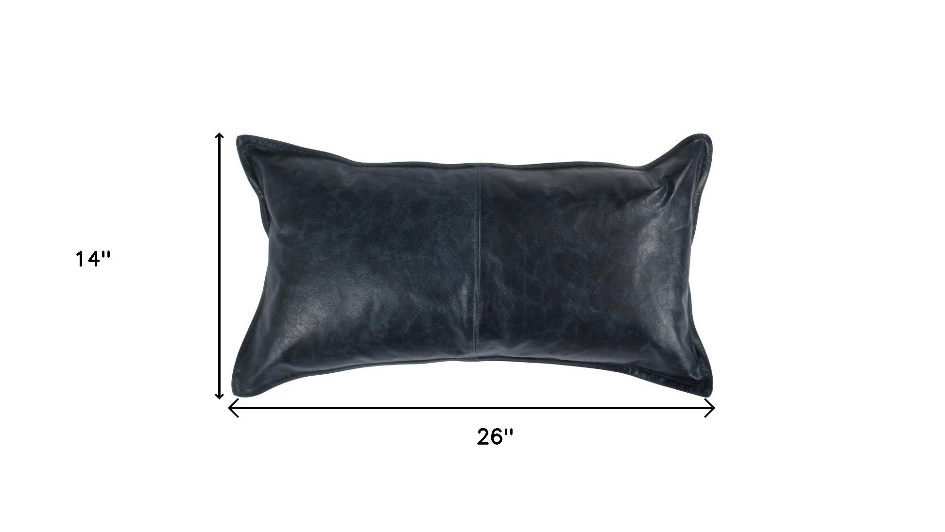 14" X 26" Blue Leather Zippered Pillow