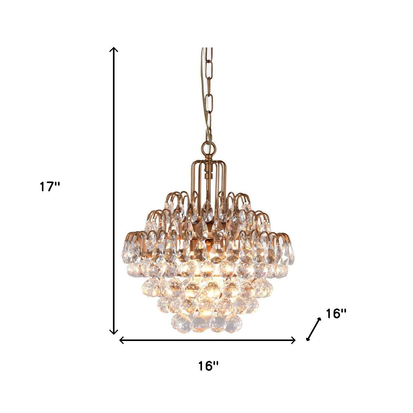 Chandelier Three Light Iron And Glass Dimmable Ceiling Light