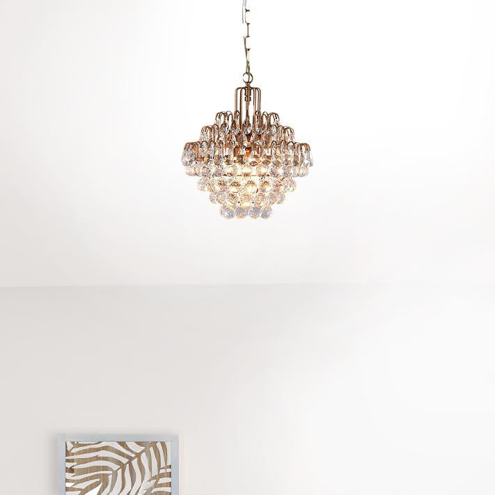 Chandelier Three Light Iron And Glass Dimmable Ceiling Light