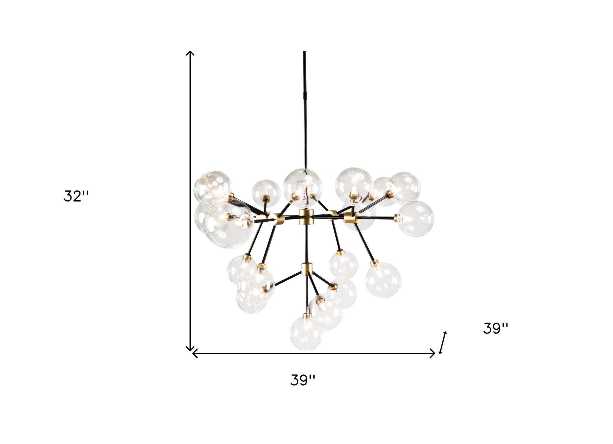 Chandelier Multi Light Iron And Glass Dimmable Ceiling Light