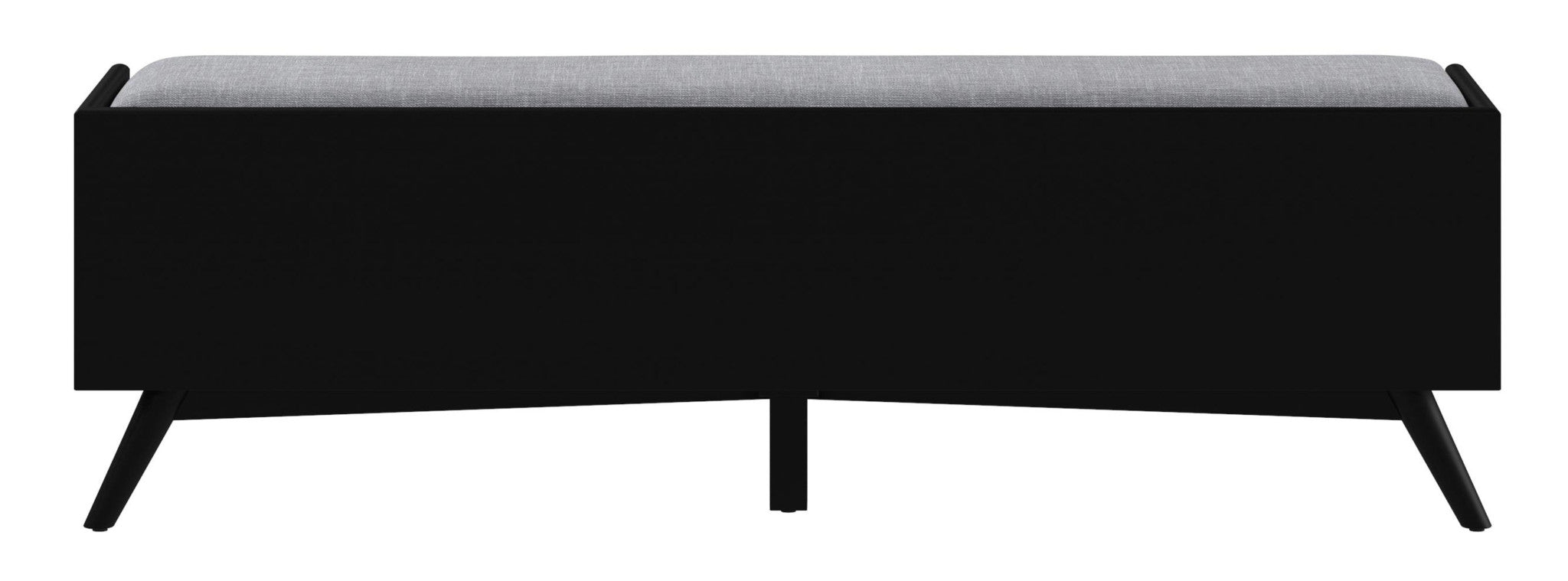 59" Gray And Black Upholstered Polyester Blend Solid Wood Bench With Drawers