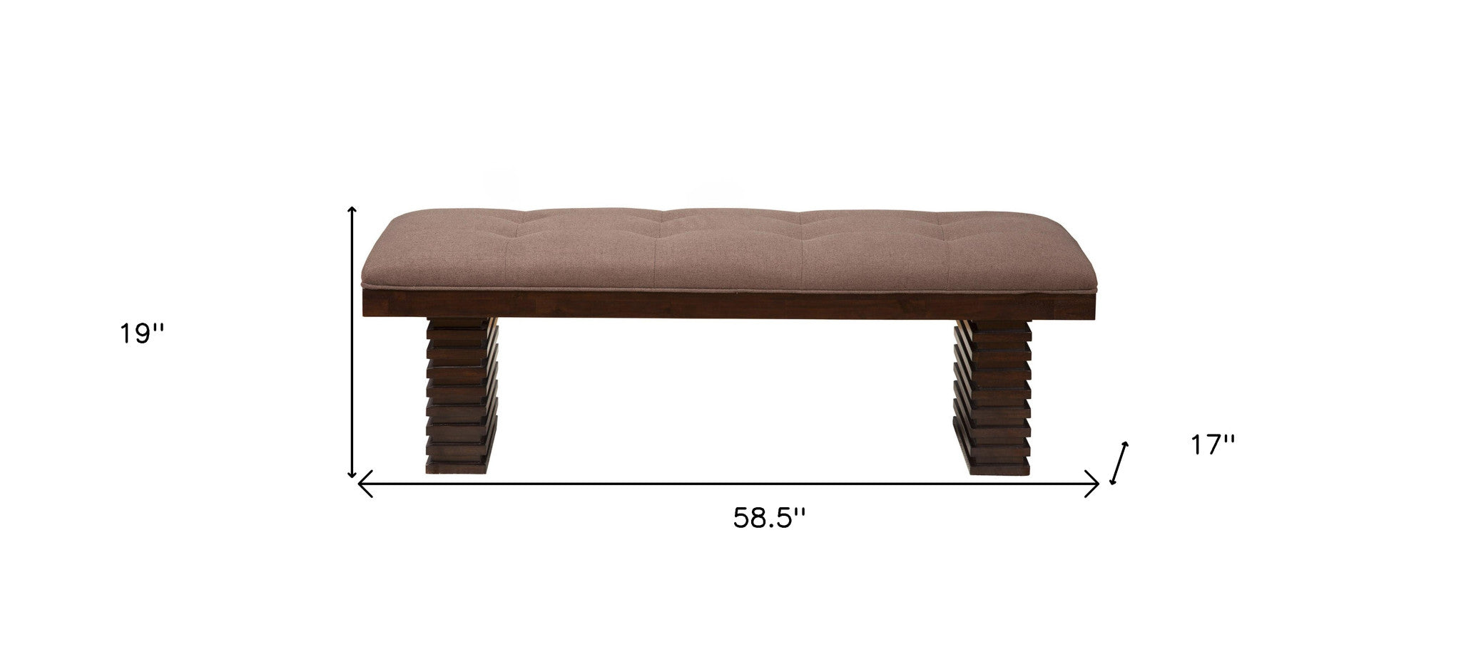 59" Latte And Dark Brown Upholstered Linen Blend Dining bench